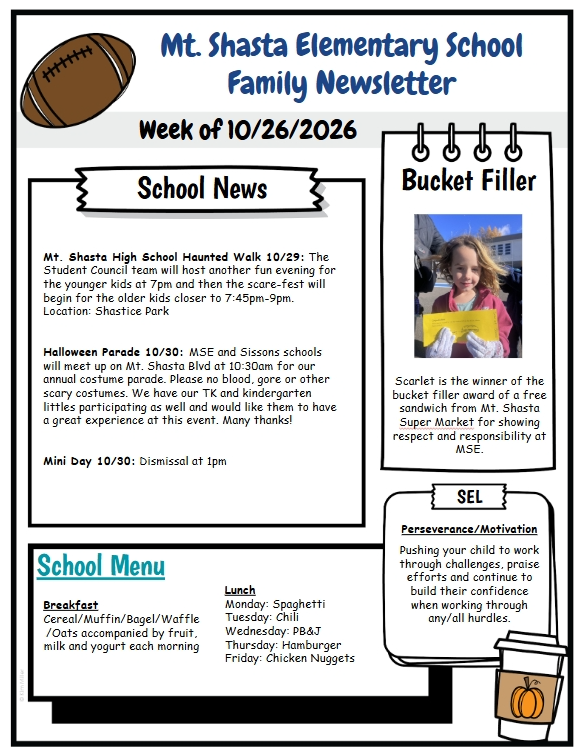 🍏 MSE Family Newsletter 10/26/2026 🍏