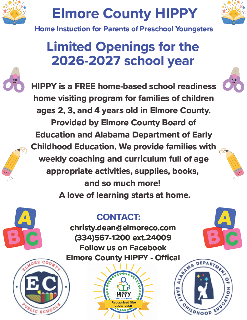 📣 Elmore County HIPPY Openings for the 2026–2027 School Year!