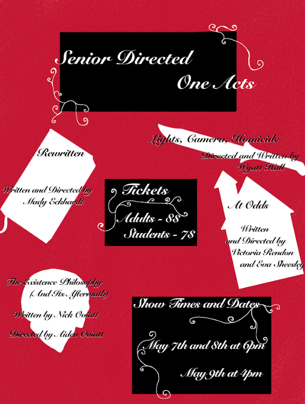 Senior One Acts Flyer with show date and times