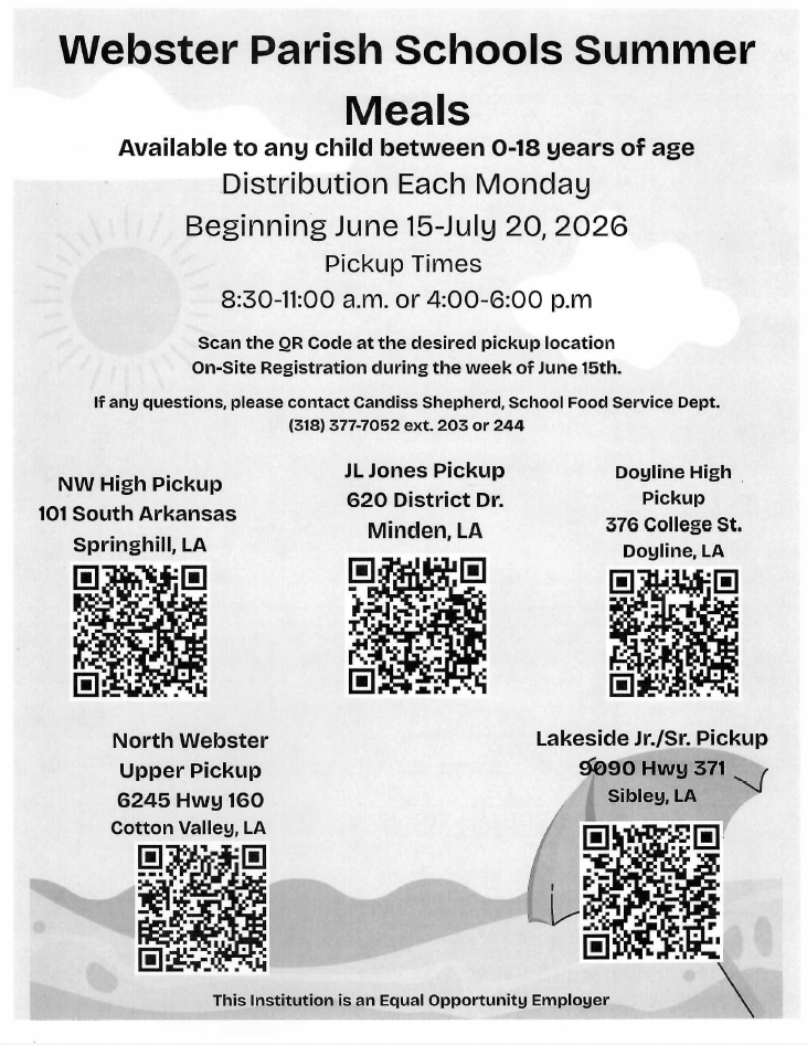 Webster Parish Schools Summer Meals 