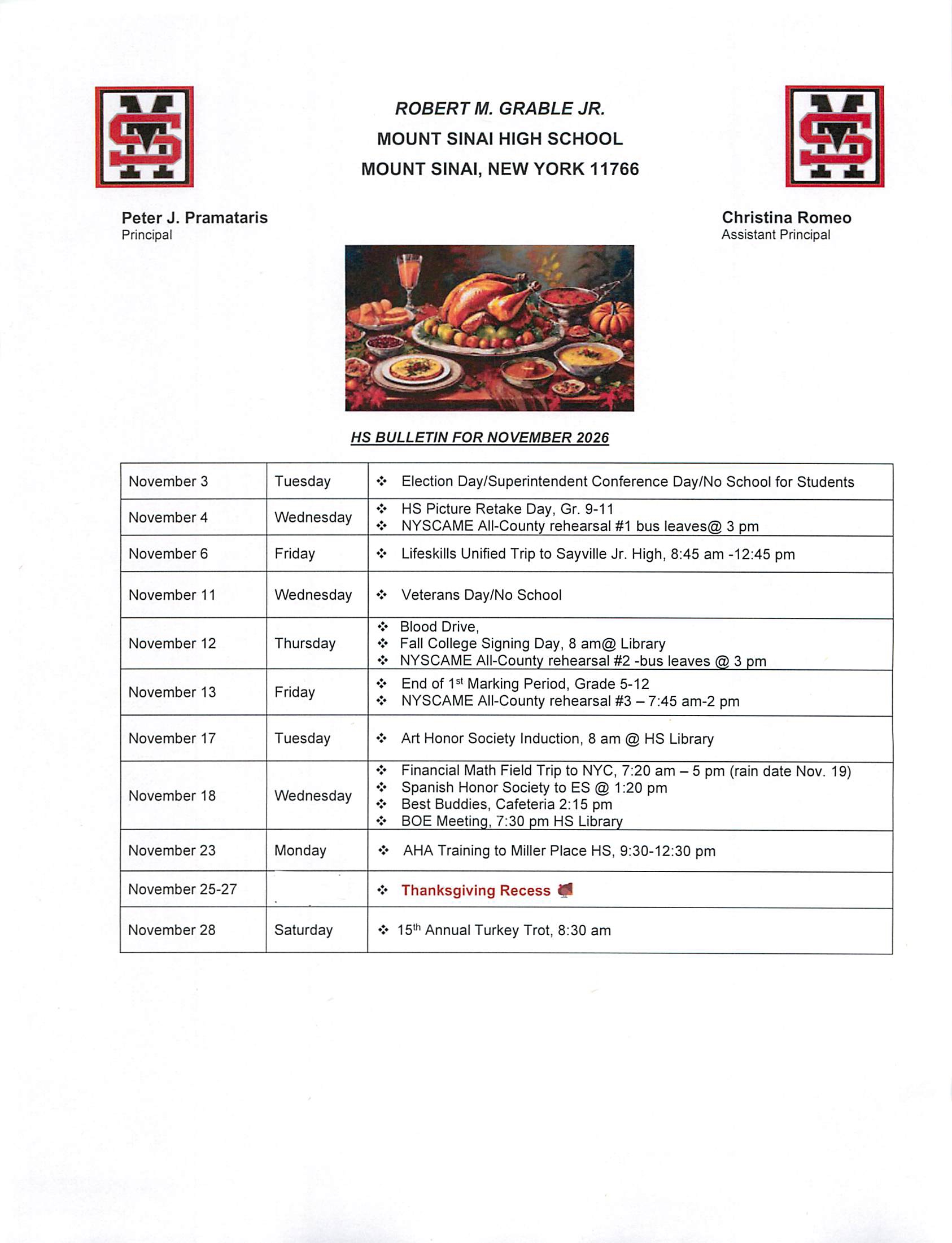 November HS Bulletin