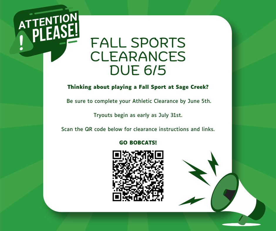 Fall Sports Clearance Due Date: June 5th!