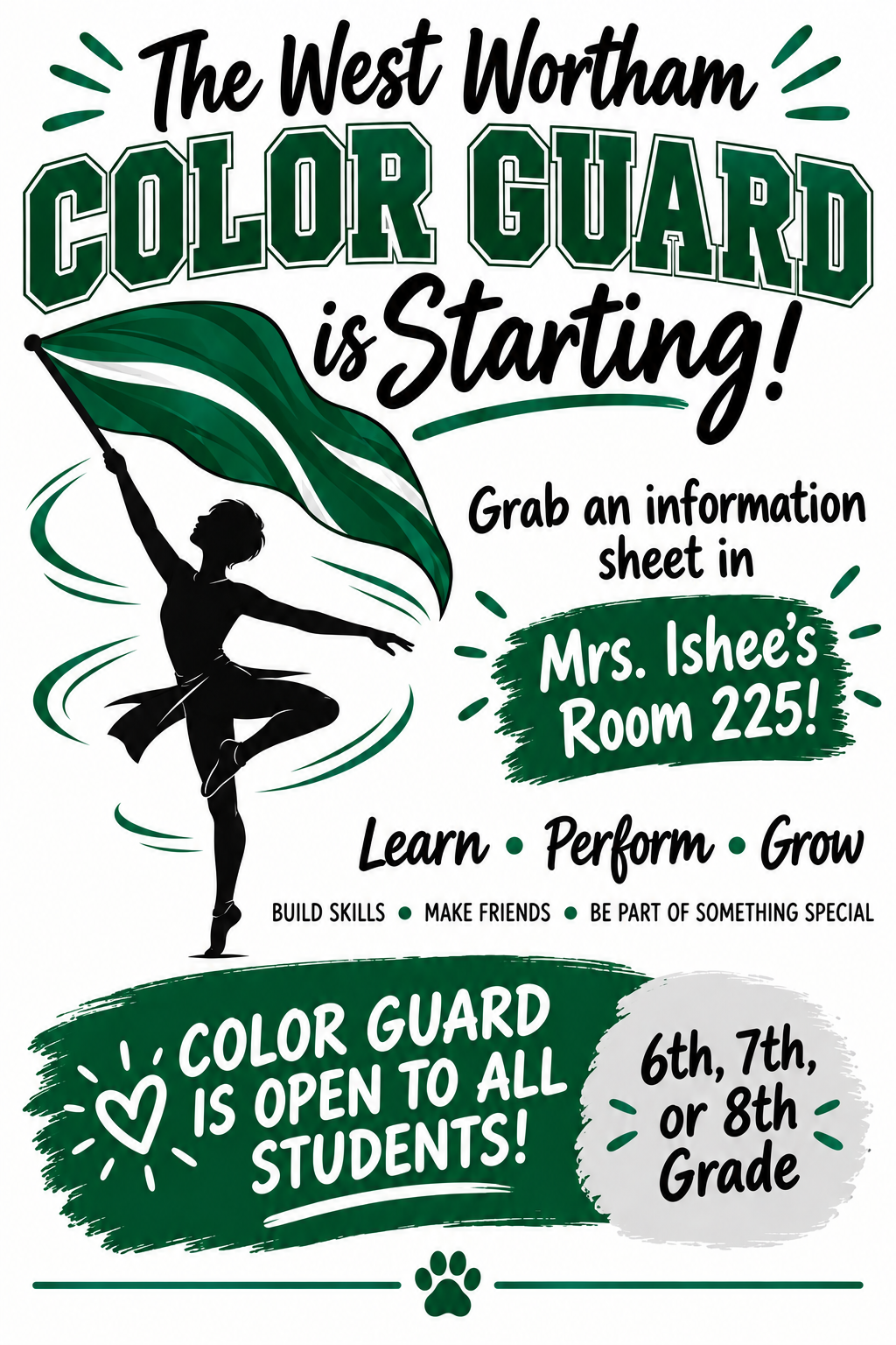 💚🤍 The West Wortham Color Guard is Starting! 🤍💚