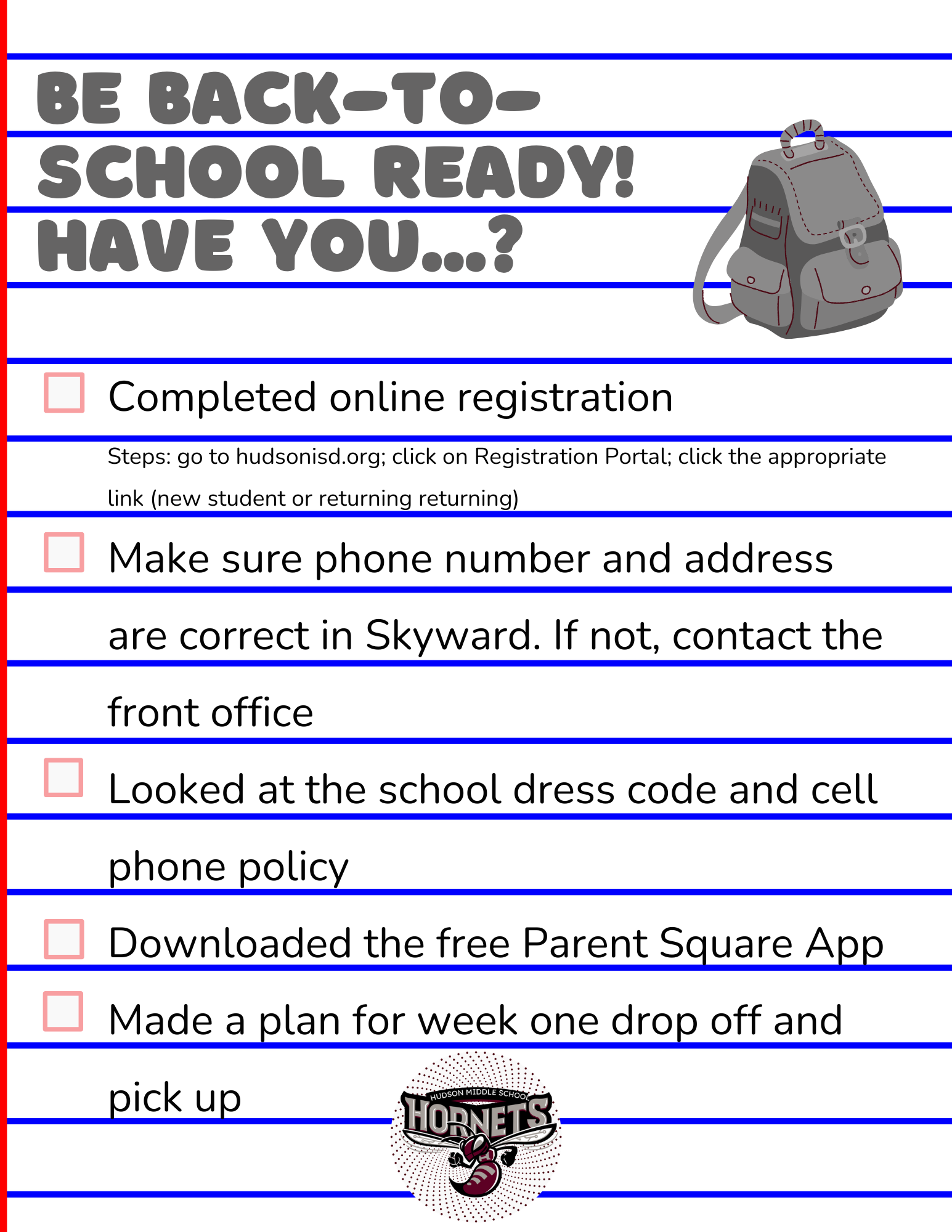 Back to school reminders and calendars