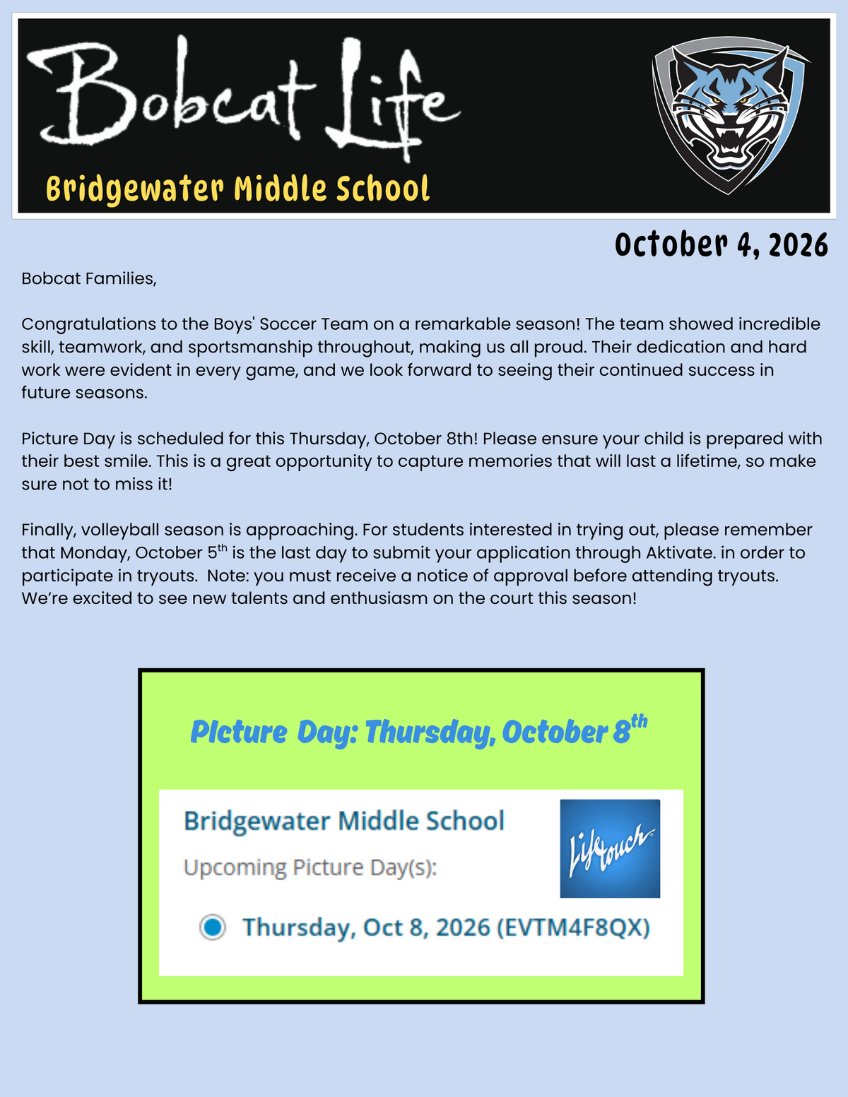 BMS Sunday Message 10/4/26
