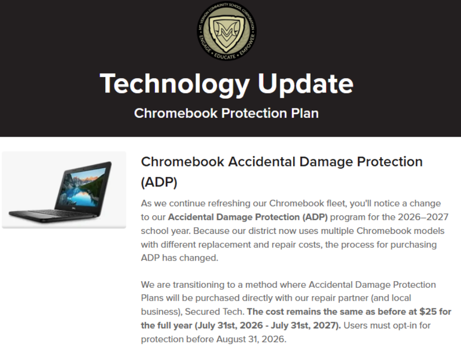 Chromebook Accidental Damage Protection Flyer
