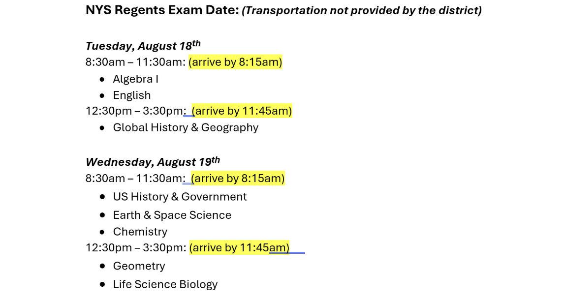 August Regents Retakes