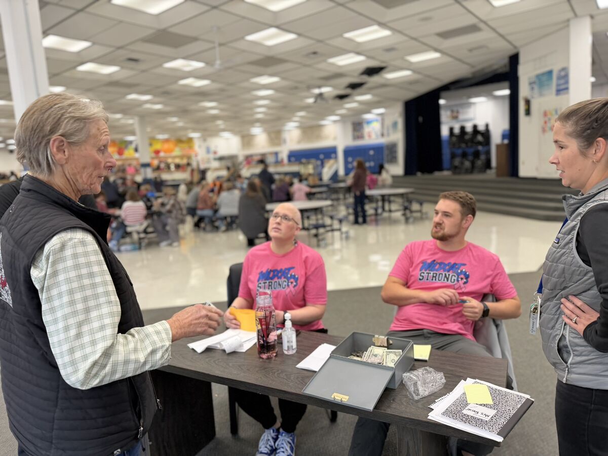grandparent with their golden ticket checking in for lunch