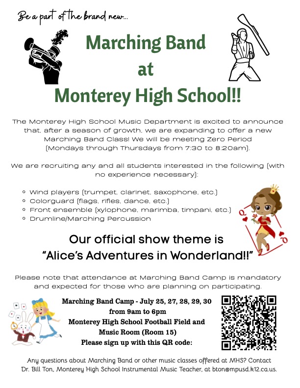 For incoming 9th graders to Monterey High | Marching Band Information