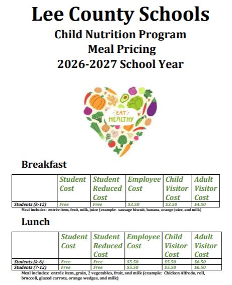 2026-2027 Meal Pricing Information