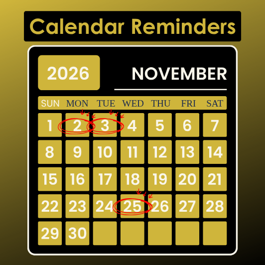 November 2026 Calendar Reminders
