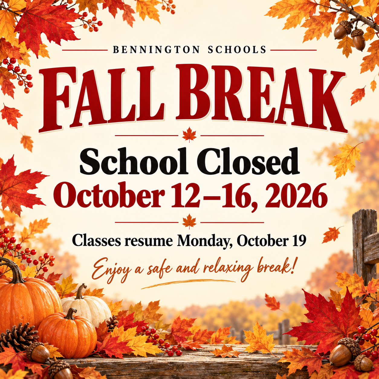 Fall Break Reminder