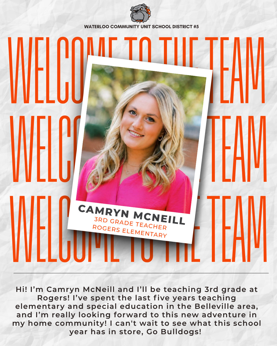 Welcome to Rogers, Ms. McNeill!