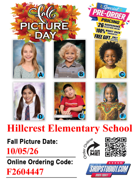 Fall Picture Day on Monday, October 5th, 2026