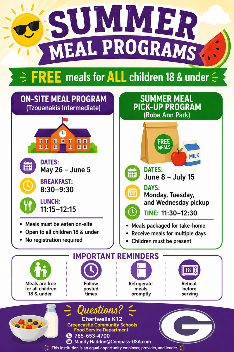Reminder - Summer Meal Program Moves to Robe Ann Park on Monday!