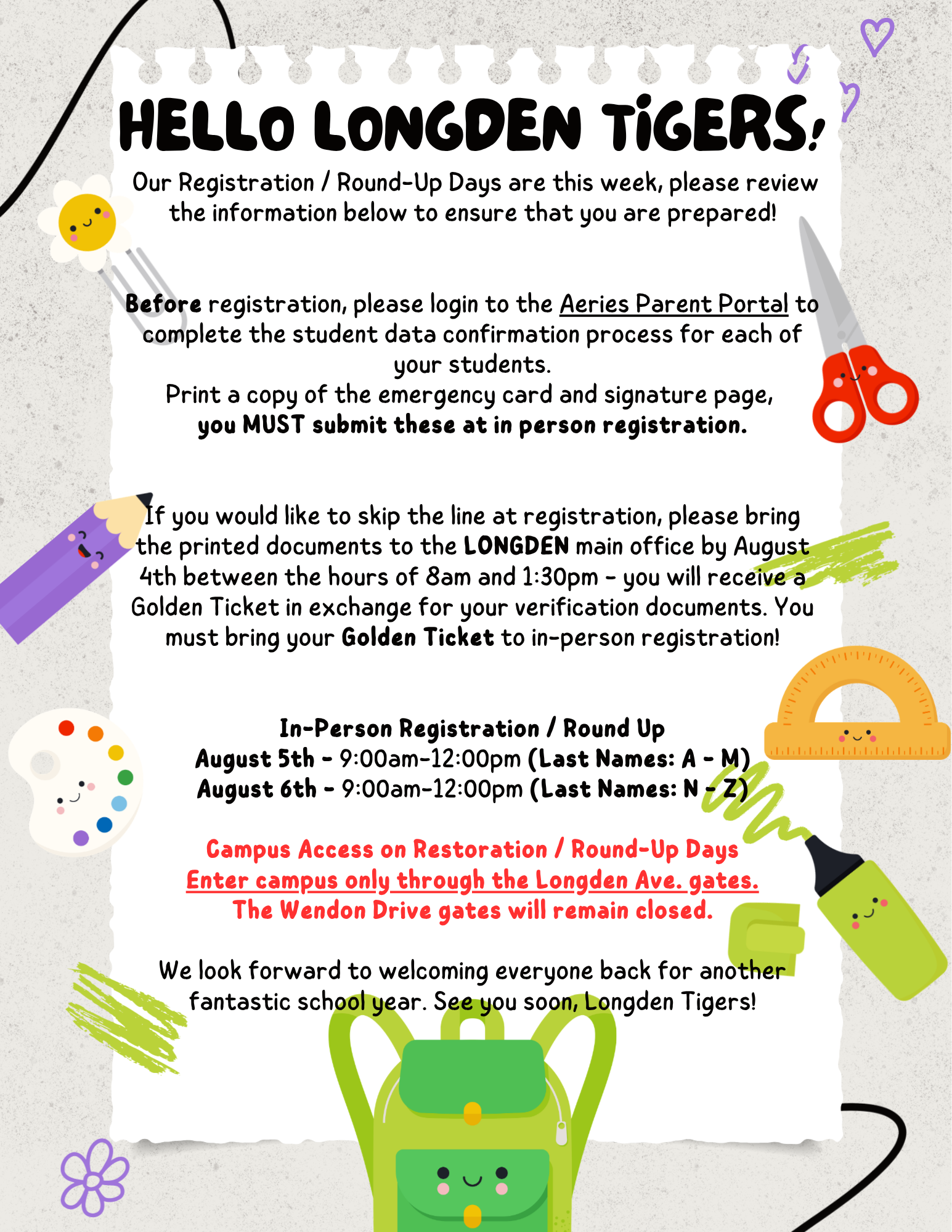 📢 Important Information Regarding Registration / Round-Up Days! 