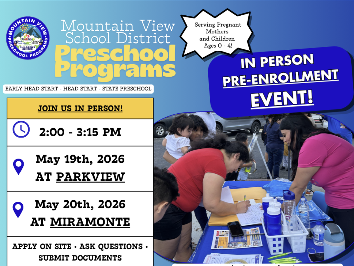 NEXT WEEK's In-Person Preschool Pre-Enrollment (Parkview & Miramonte) 