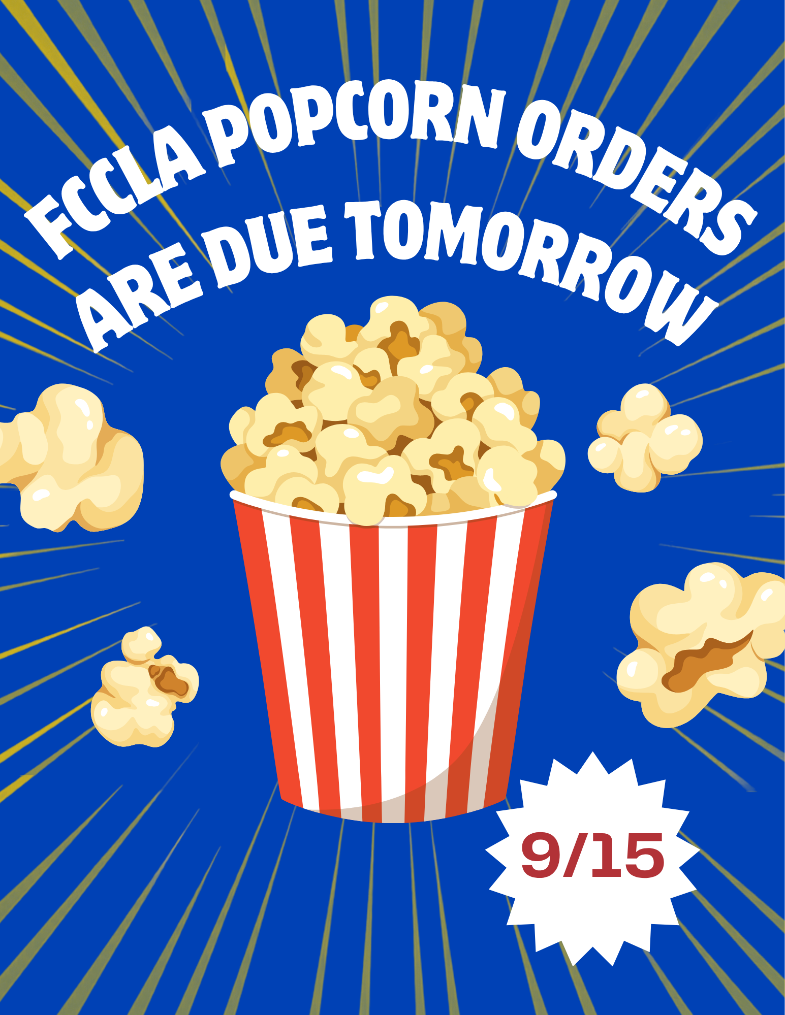 FCCLA Popcorn Orders