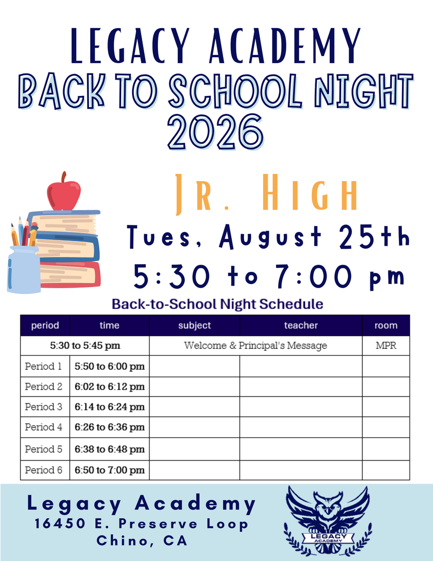 Back to School Night - Jr. High