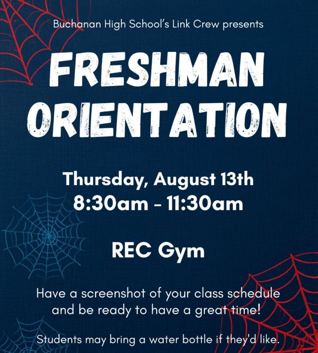 Freshman Orientation Thursday August 13th