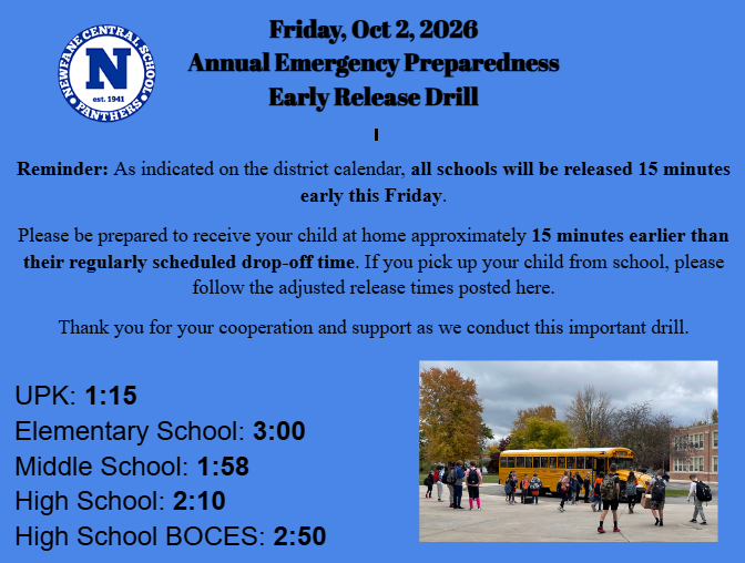 Early Release Reminder - Oct. 2nd