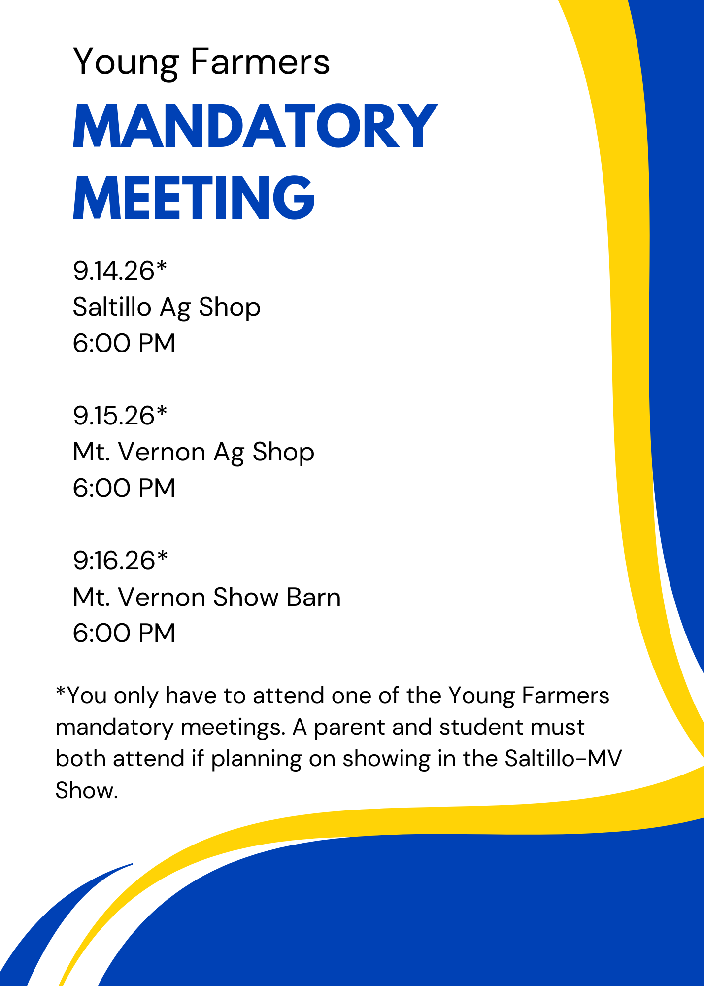 Young Farmers Mandatory Meeting