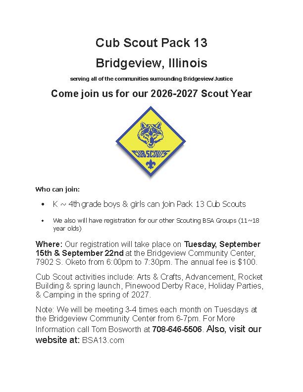 Pack 13 Cub Scouts Sign up