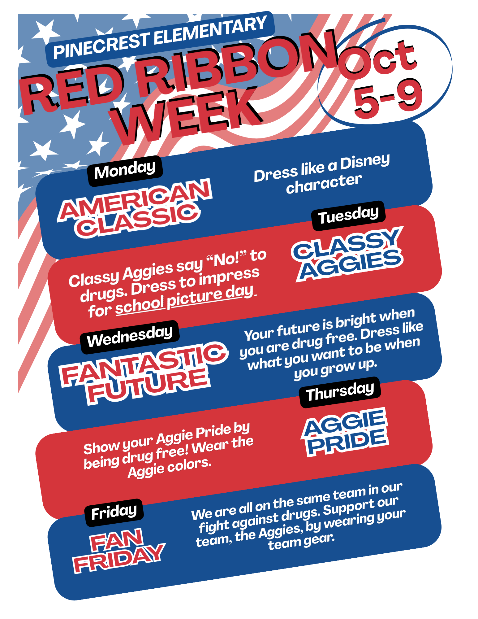 Red Ribbon Week Dress Up Days