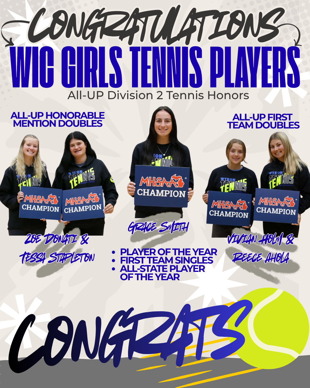 All U.P. Division 2 Tennis Honors
