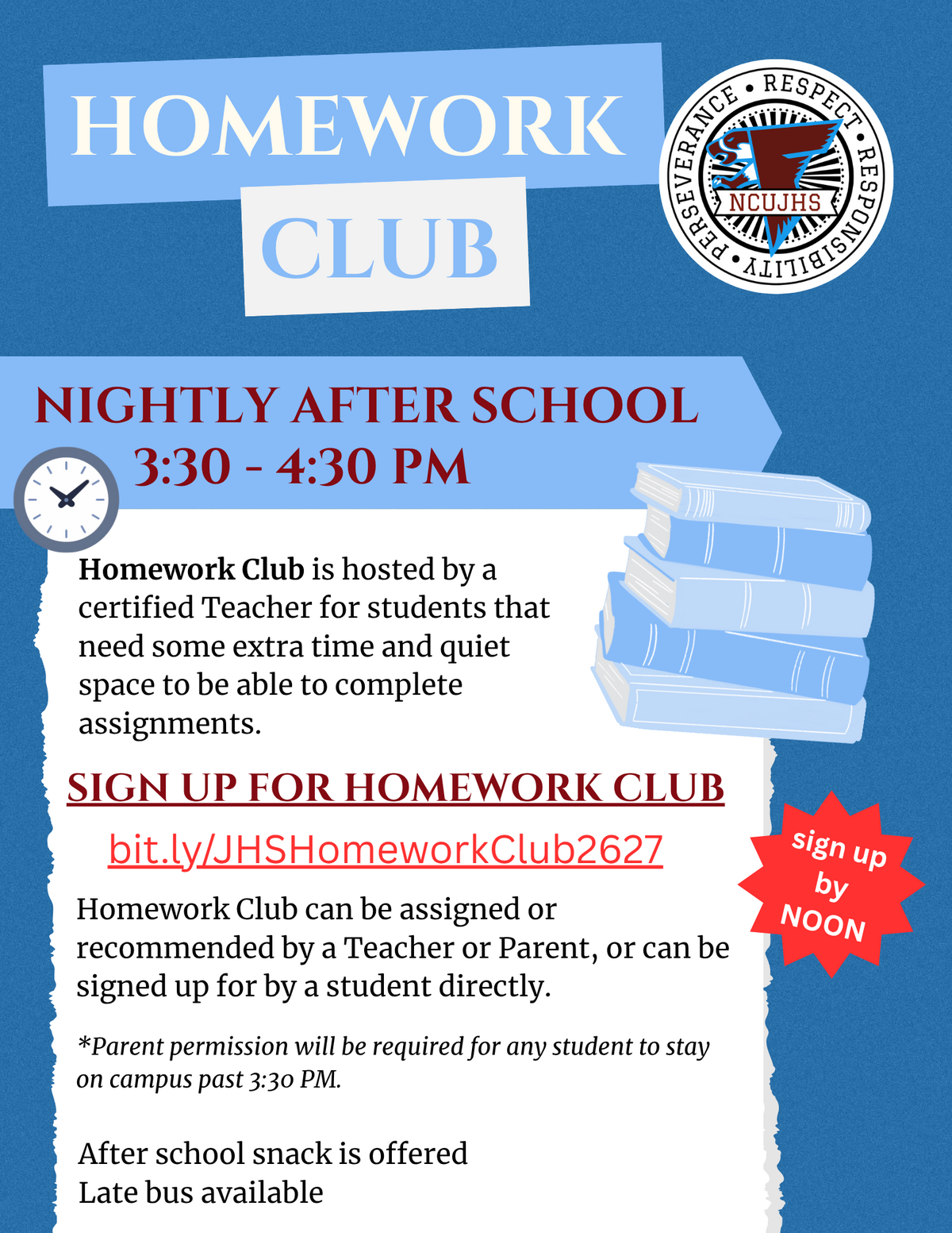 NCUJHS Homework Club 26-27