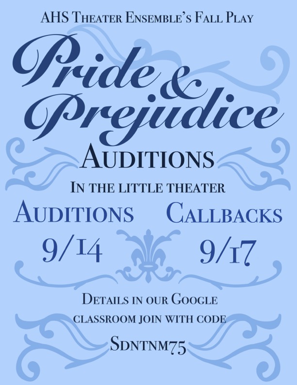 Theater Ensemble's Fall Play Audition for Pride & Prejudice