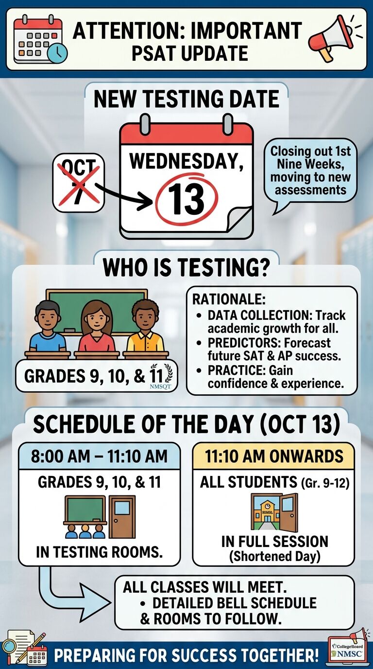 PSAT date Moved to October 13