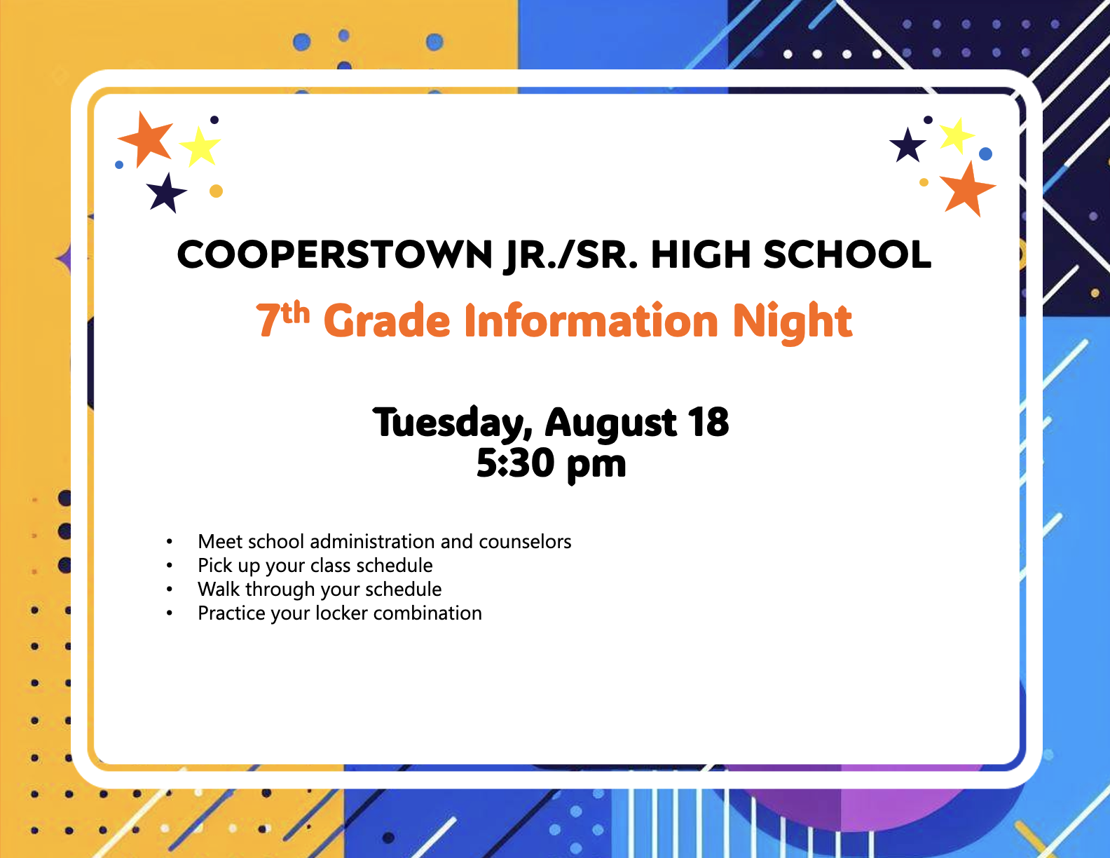 Save the Date: 7th Grade Information Night