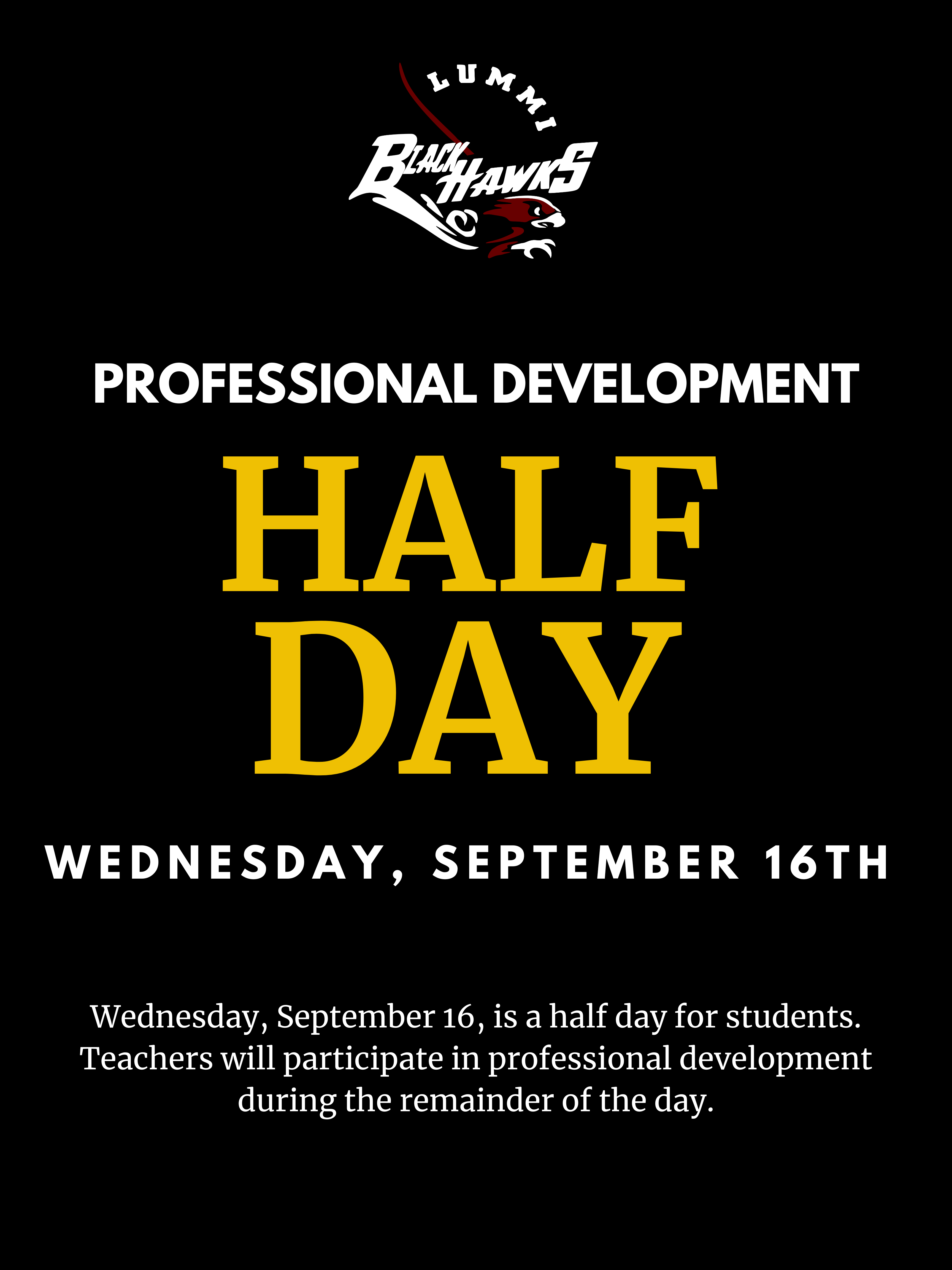 Reminder: Half Day for Students Tomorrow