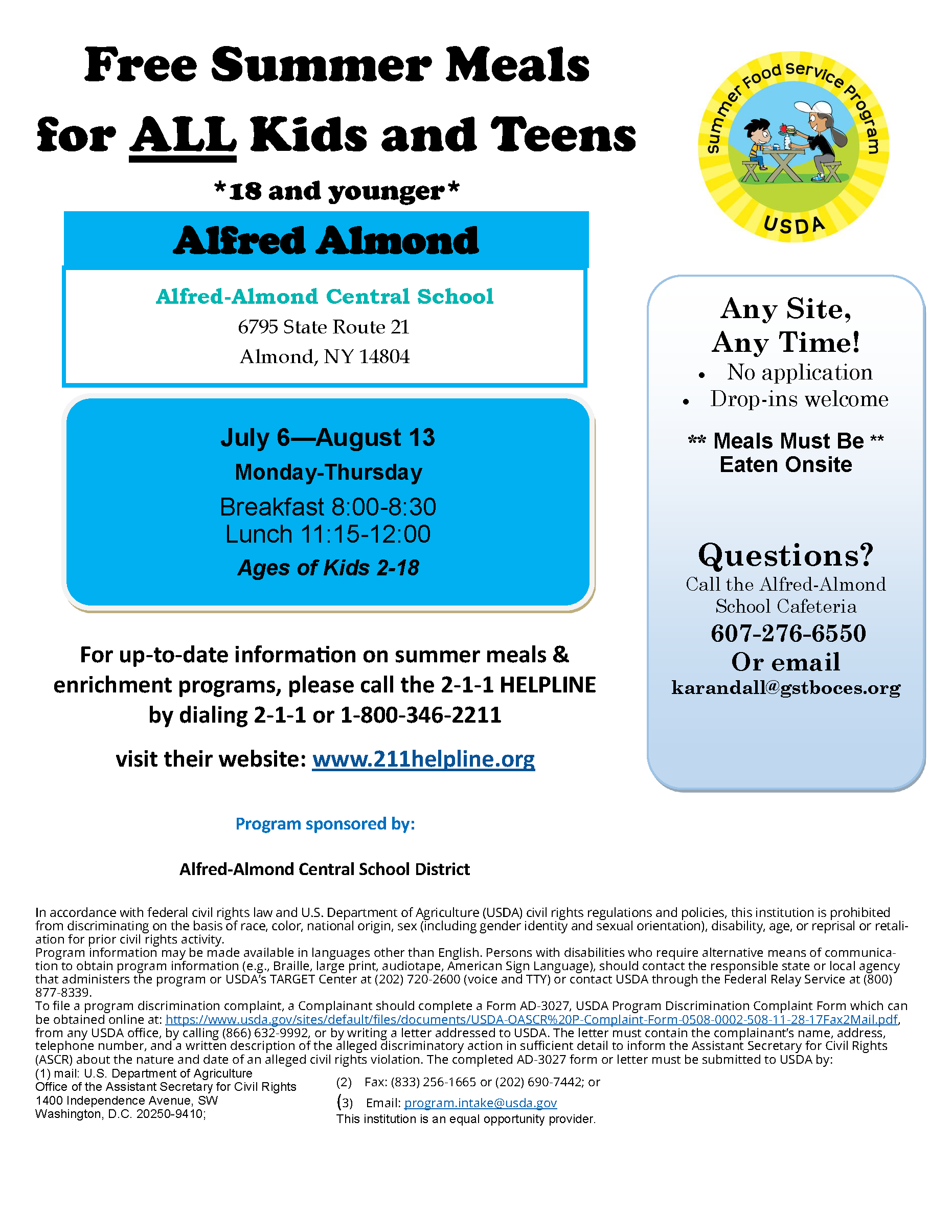 Alfred-Almond Summer Food Program