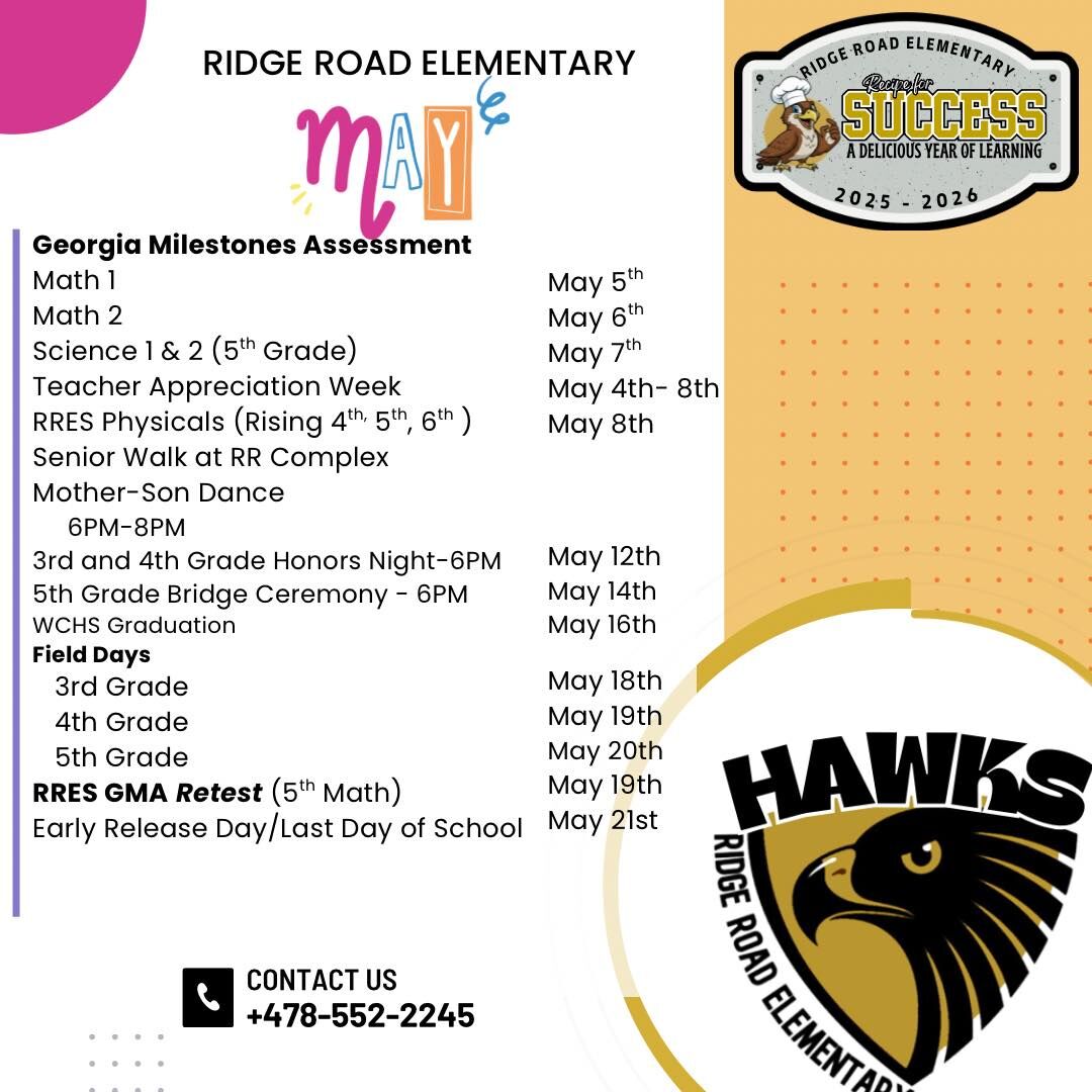 Ridge Road Elementary Important Dates