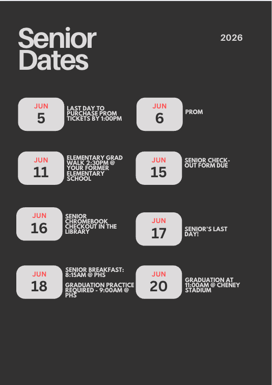 List of important dates for Seniors