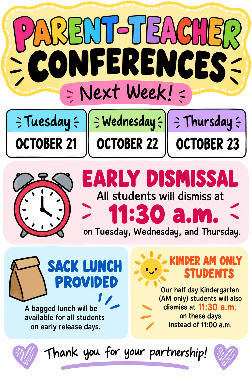 Parent Teacher Conferences Next Week