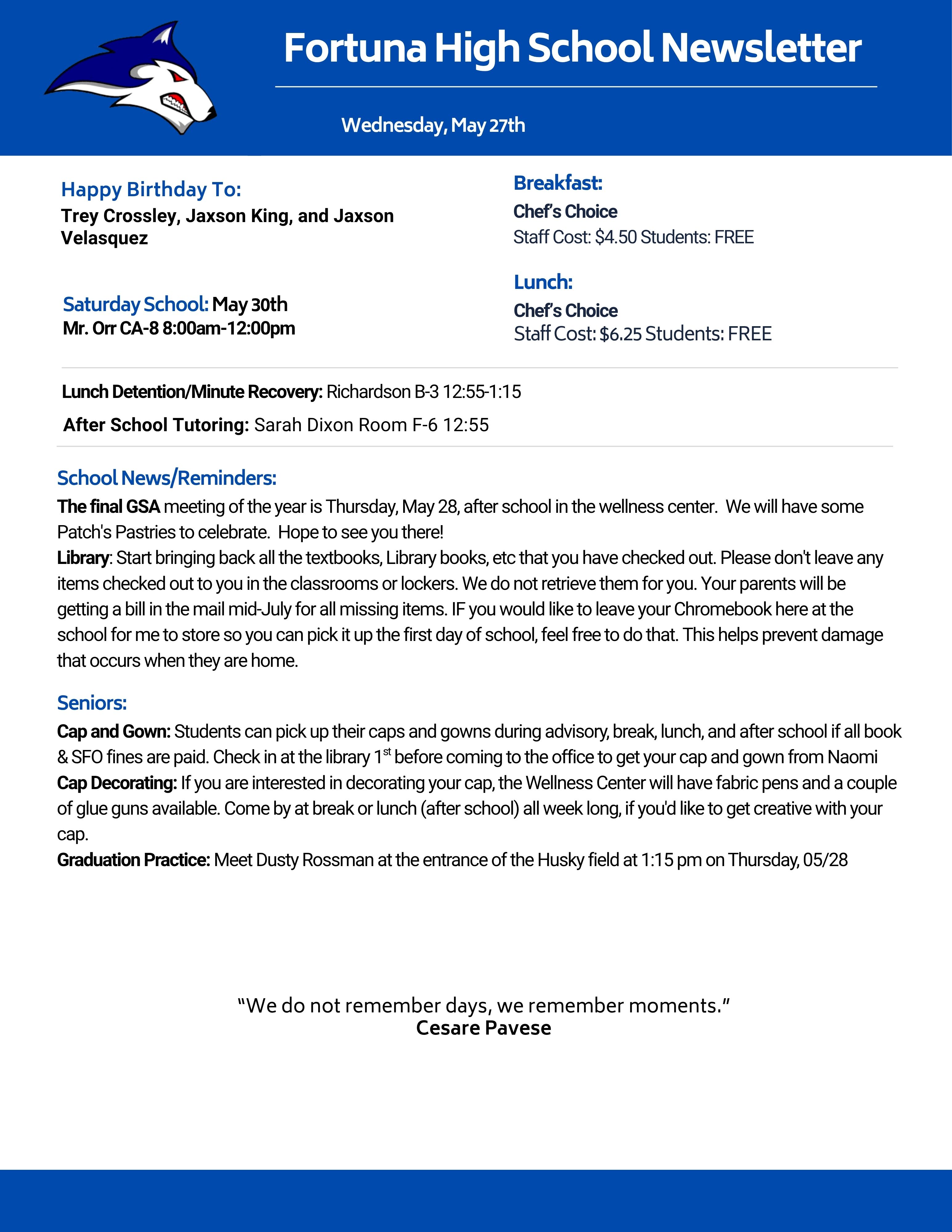 Bulletin 05/27/2026