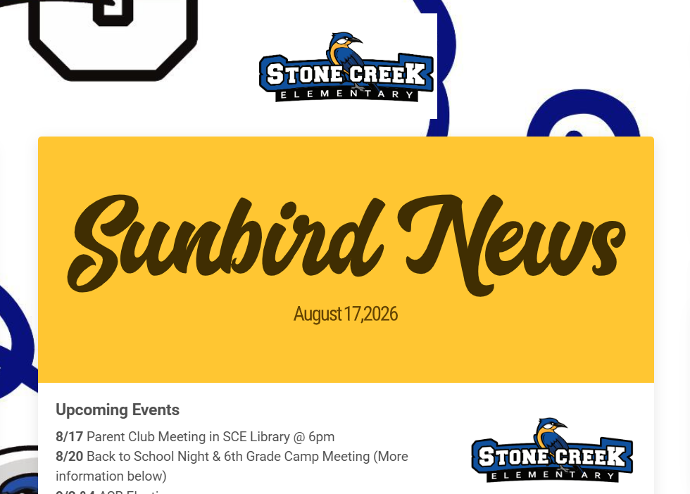 Sunbird News- week of 8/17/26
