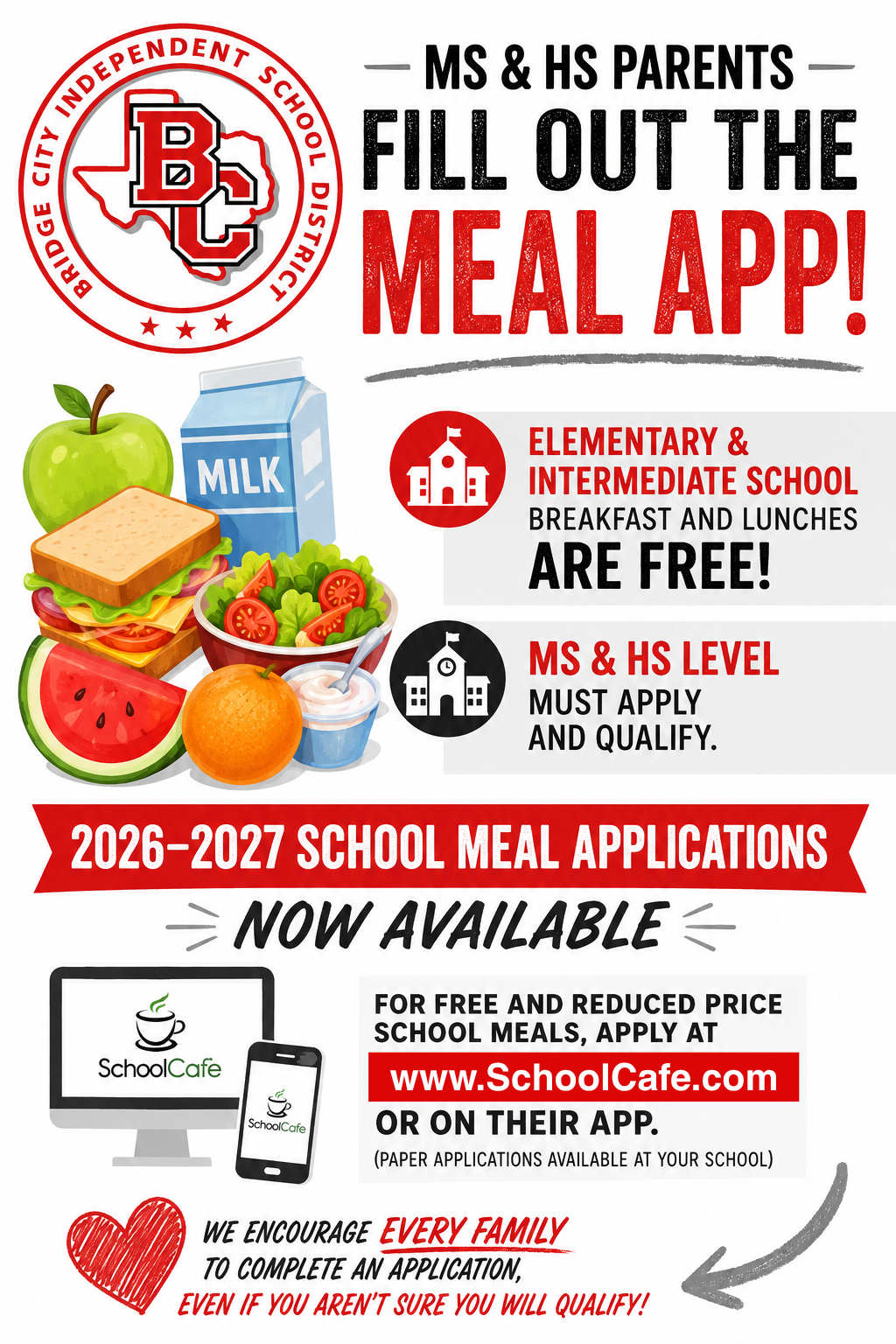 MS & HS Families: School Meal Applications Are Now Available!