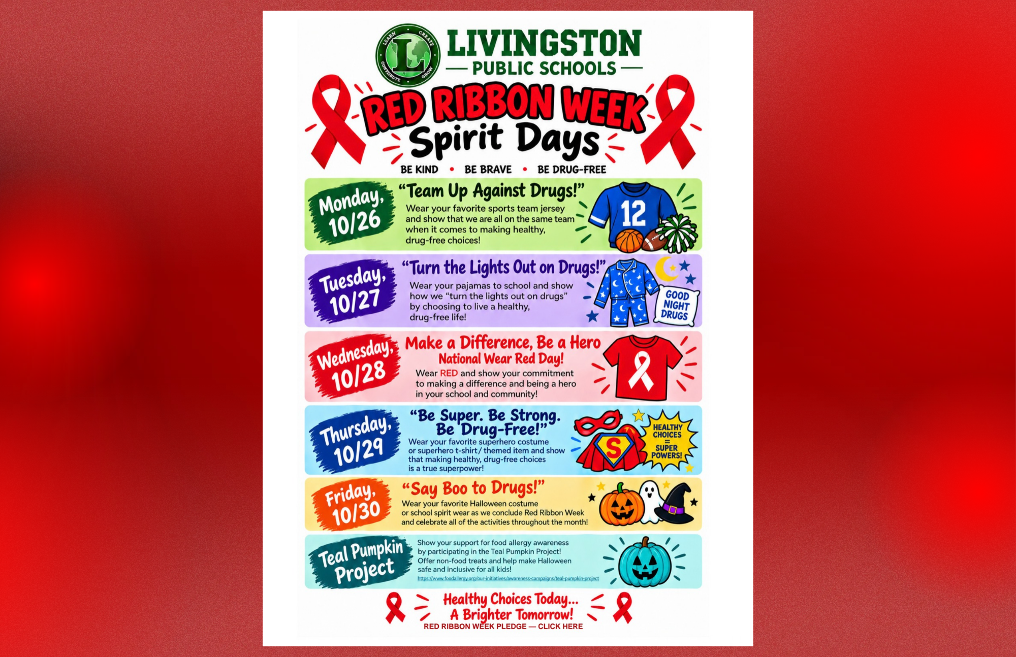 RED RIBBON WEEK - SPIRIT DAYS!