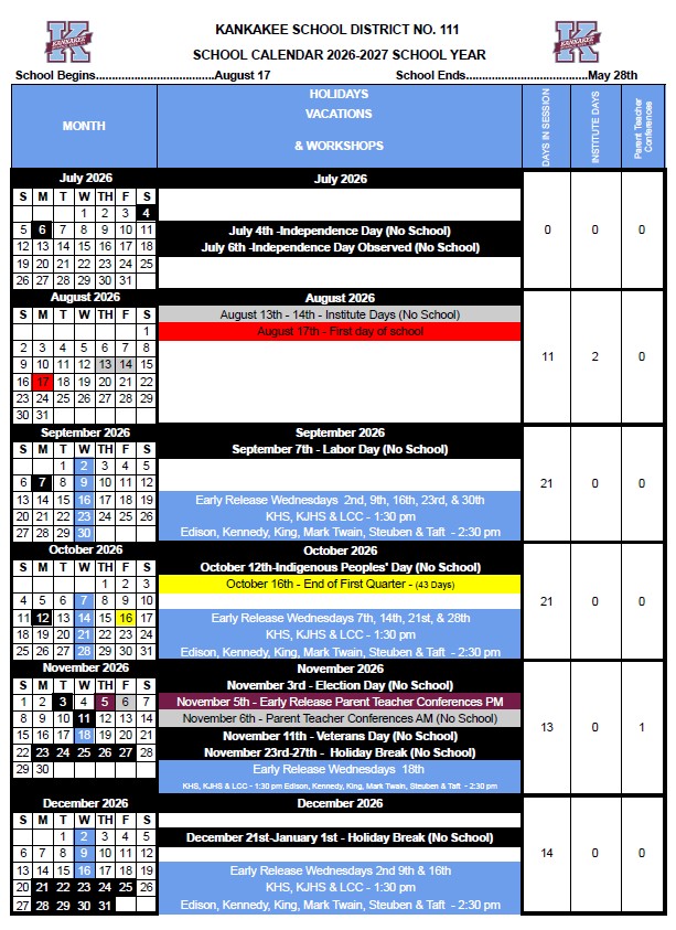 2026–2027 School Calendar