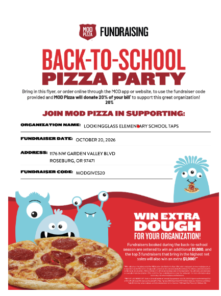Don't forget MOD pizza fundraiser Oct 20th 