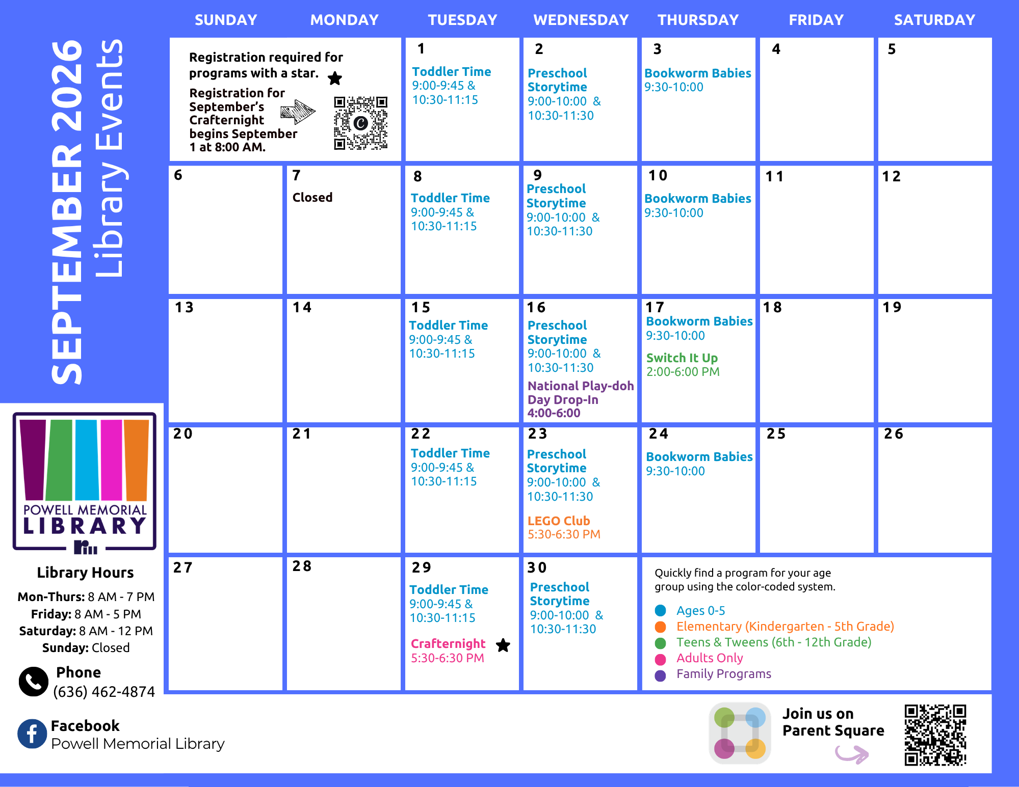 September Program Calendar