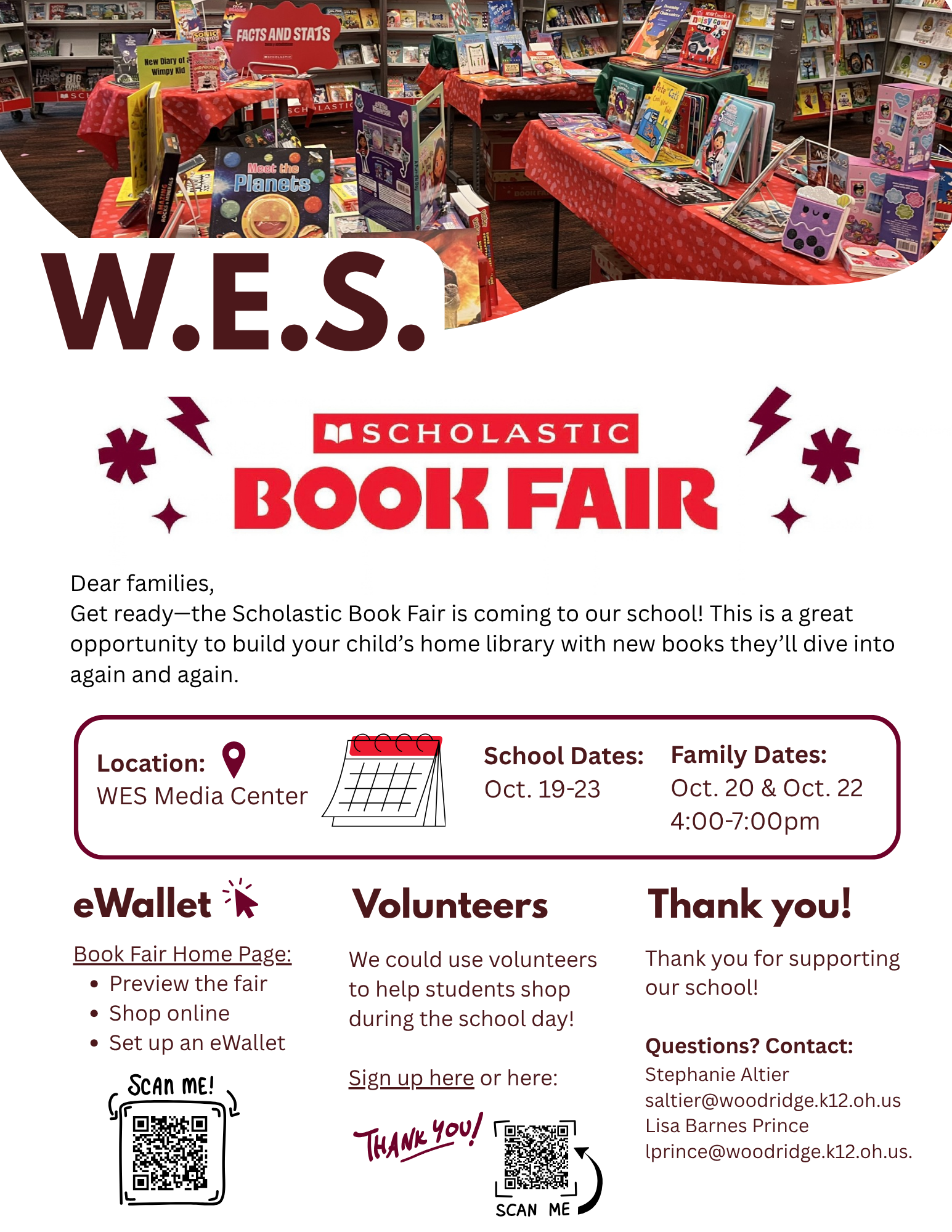 Scholastic Book Fair Coming to Woodridge Elementary! 📚