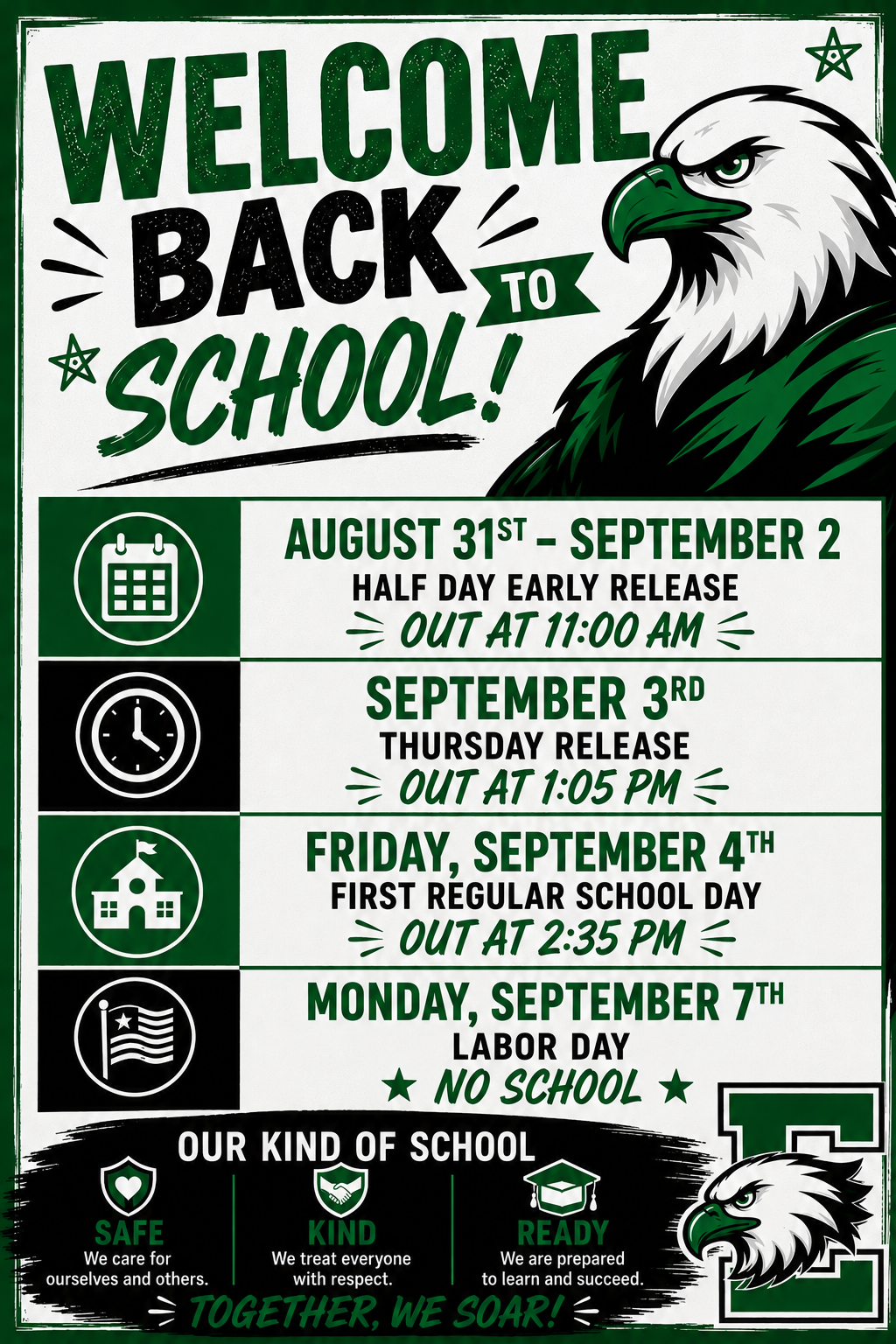 First Week of School Schedule - Welcome Back!