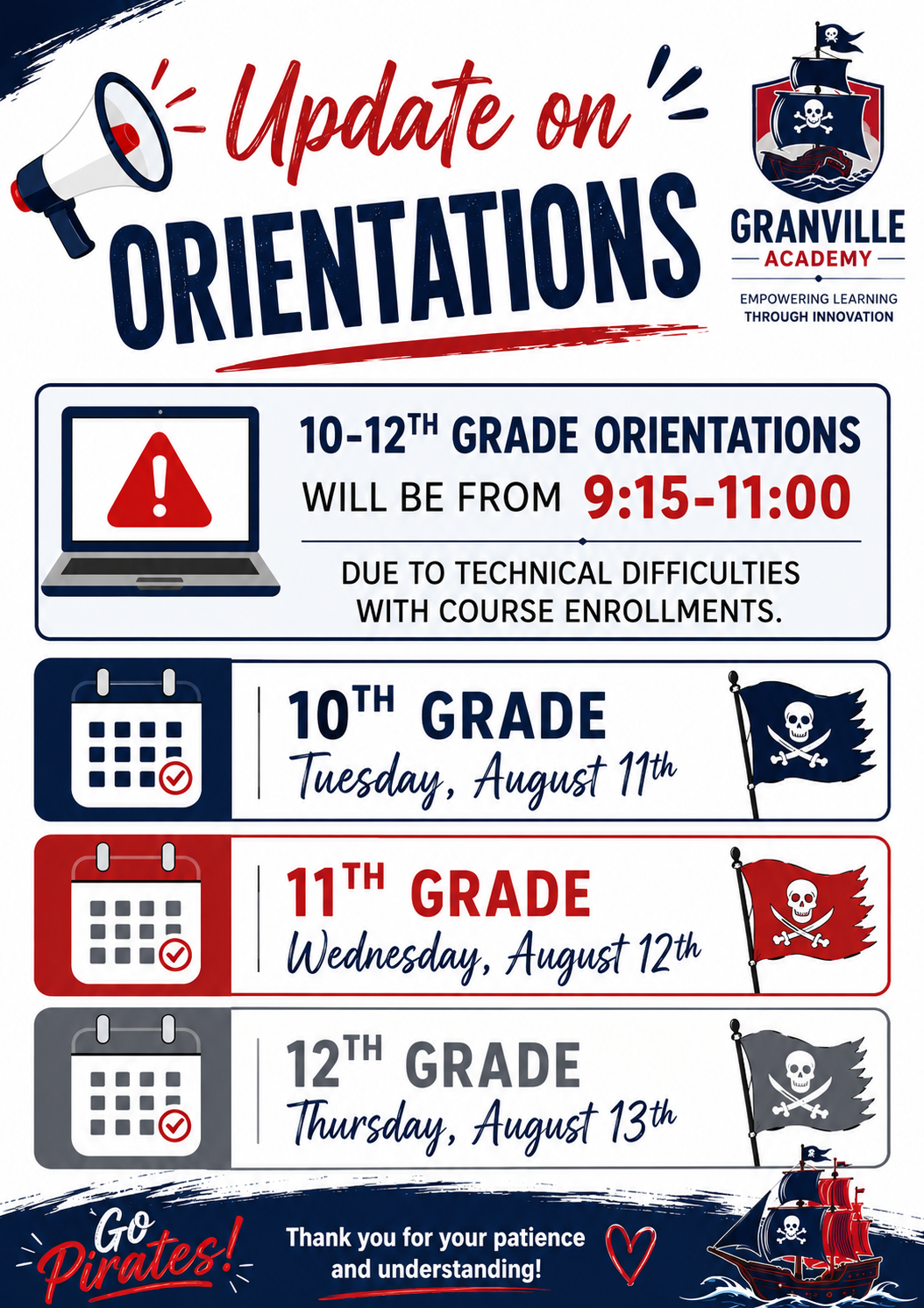 Update-10th-12th Grade Orientations
