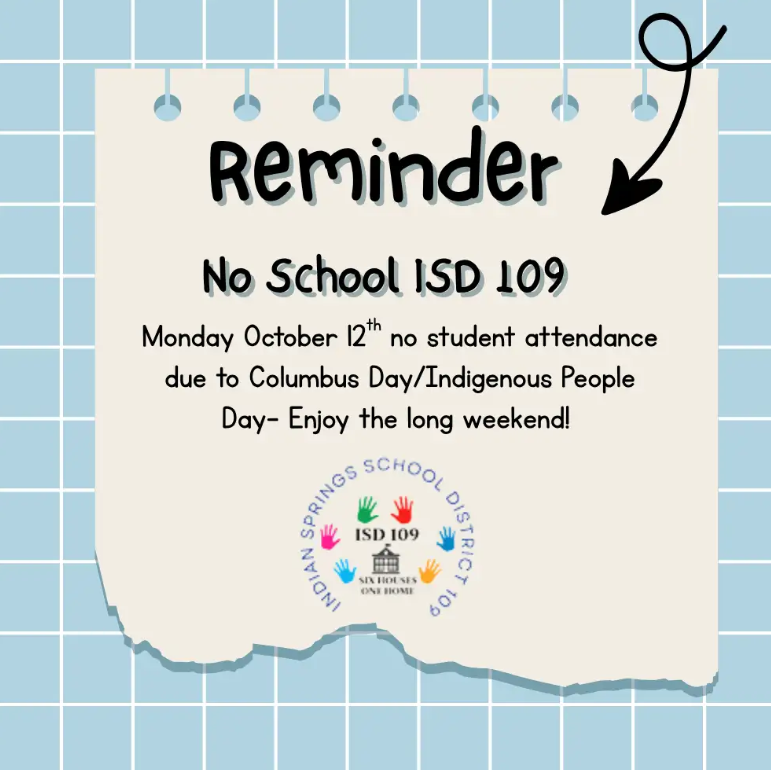 No School Monday October 12th