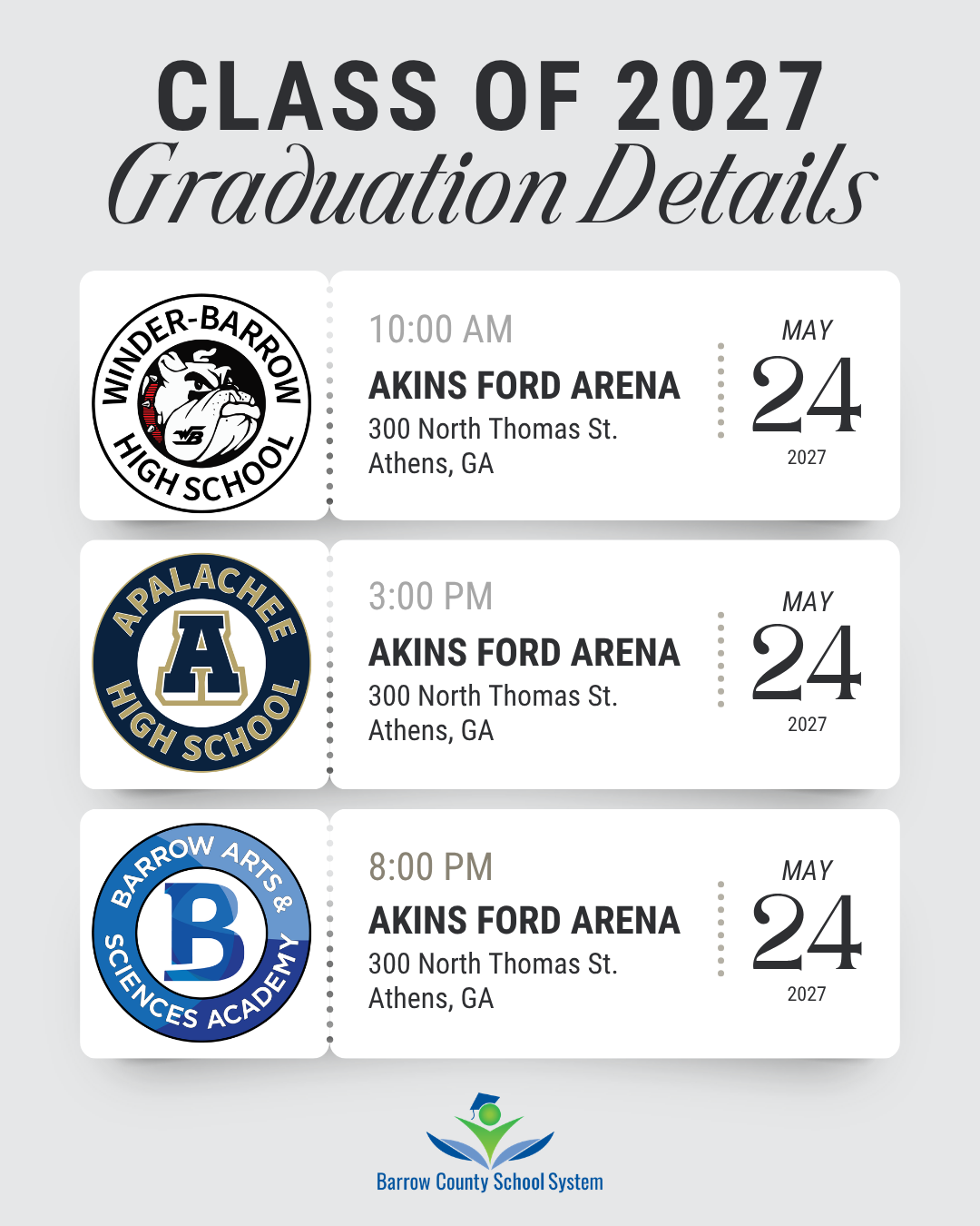 Save-the-Date: Class of 2027 Graduation Details